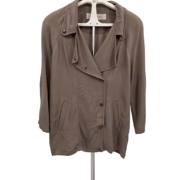 Treasure & Bond Women's Brown 3/4 Sleeve Collared Button Front Top Size Small - Picture 1 of 11